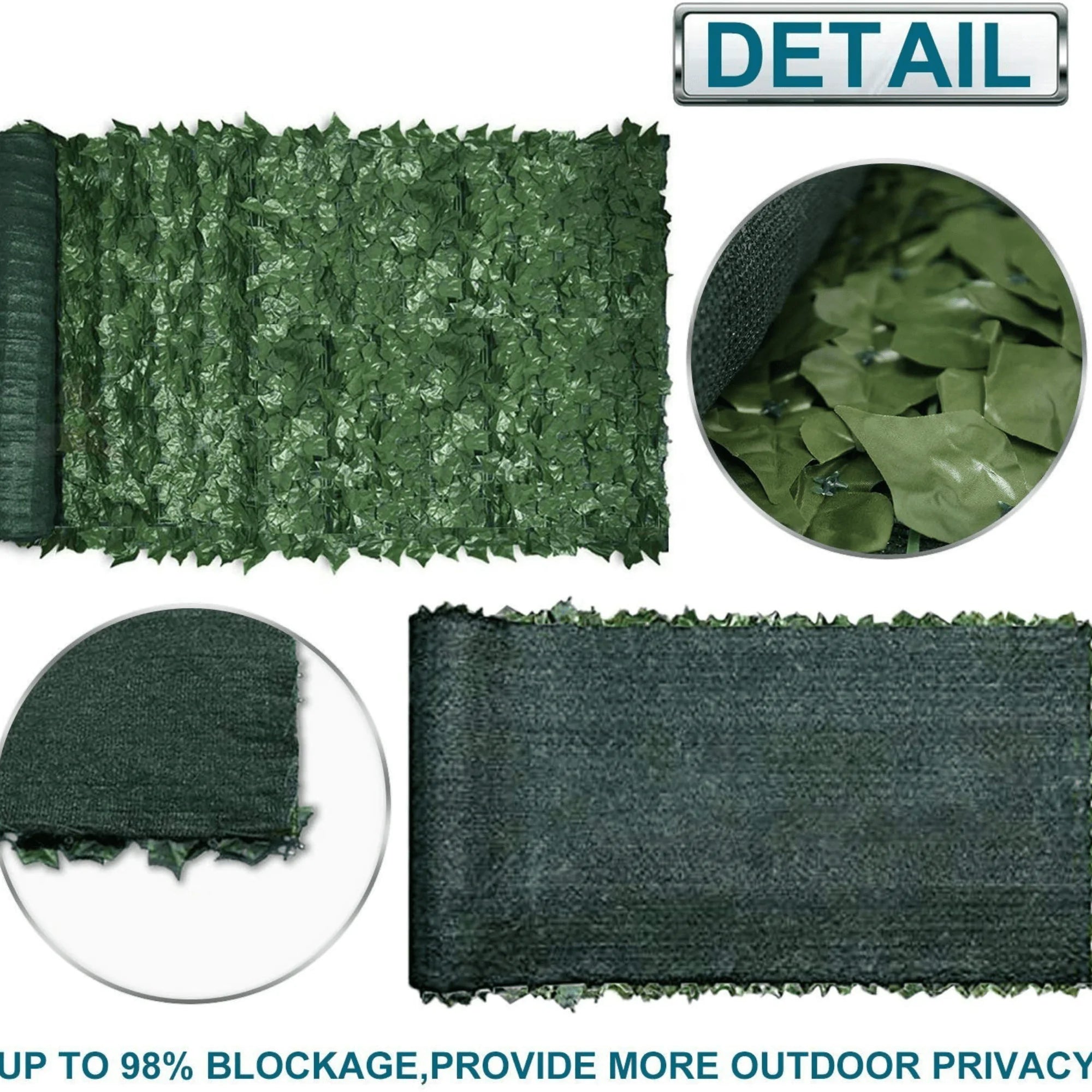 Faux Ivy Privacy Fence Shade Cloth Backing 120